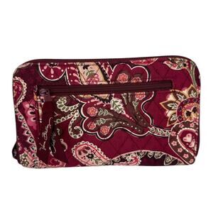 Vera Bradley Vintage Piccadilly Plum Front Zip Wristlet Cotton Paisley Wallet